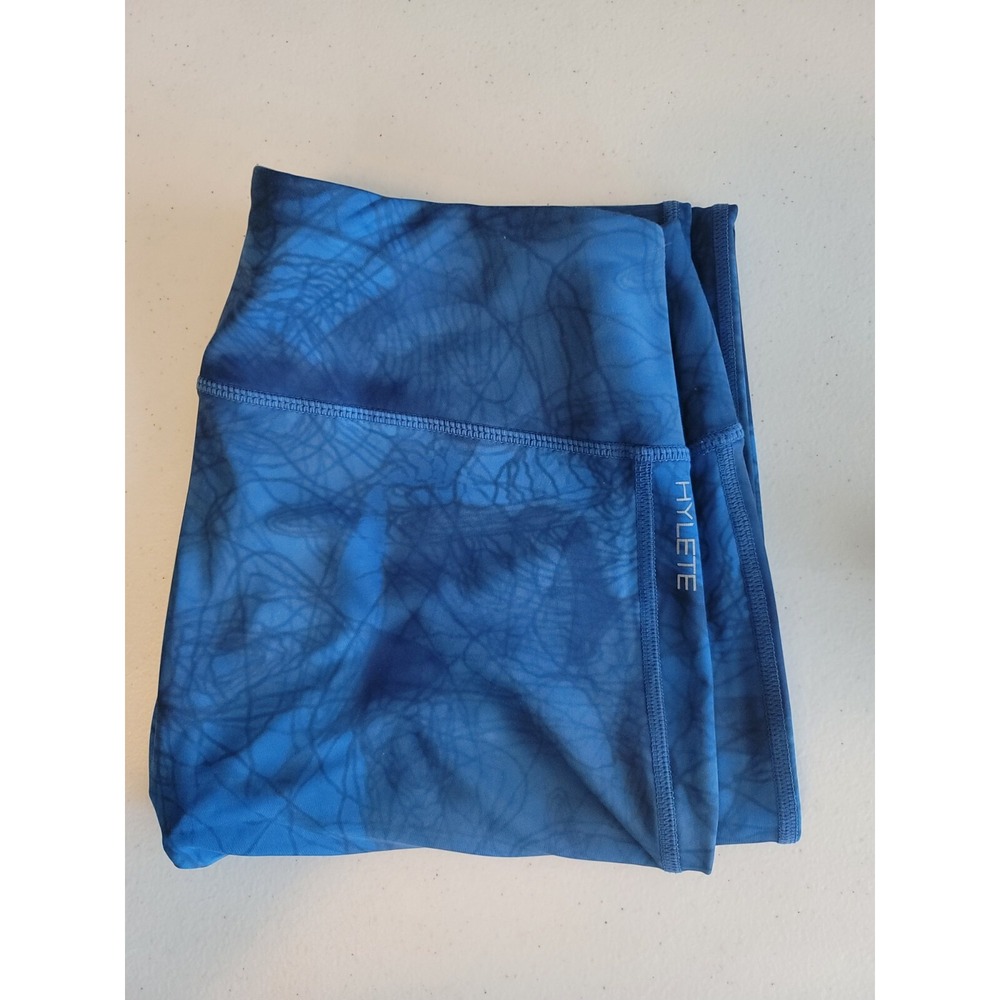 Hylete Blue Geometric Leggings Womens M Yoga Gym Casual Ankle